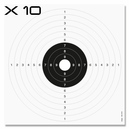 10 Cibles pistolet & carabine 25/50m 100m (C50)