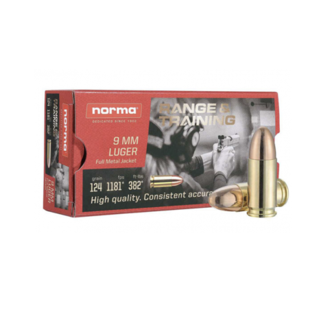 50 Munitions Norma - 9x19  – 124 gr FMJ