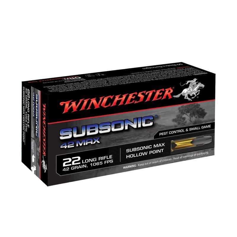 50 Munitions Winchester Subsonic - 22.lr – 42 gr