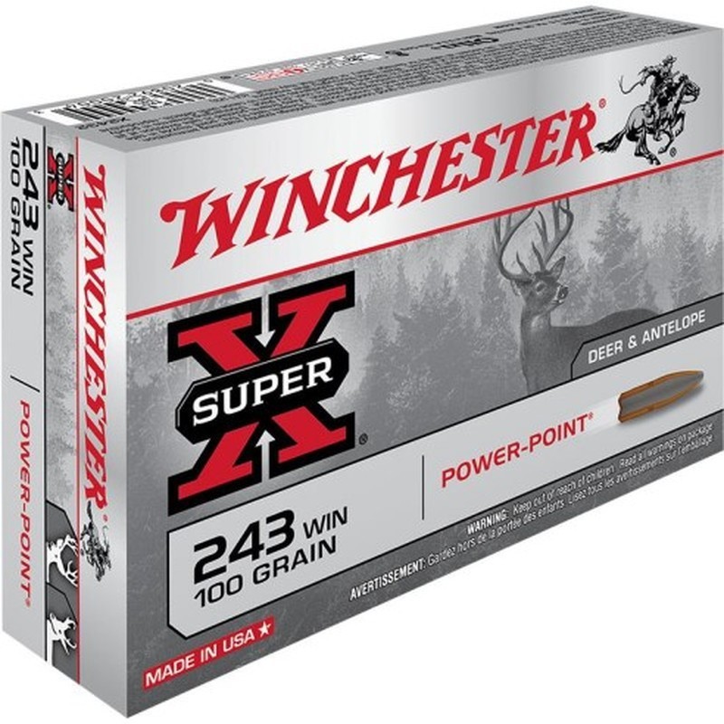 20 Munitions Winchester .243 Win | Power-Point 100 gr