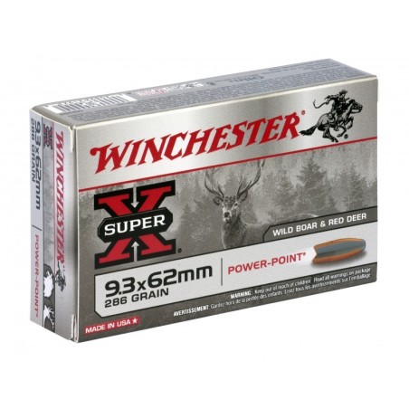 20 Munitions Winchester 9.3x62mm | Power-Point 286 gr