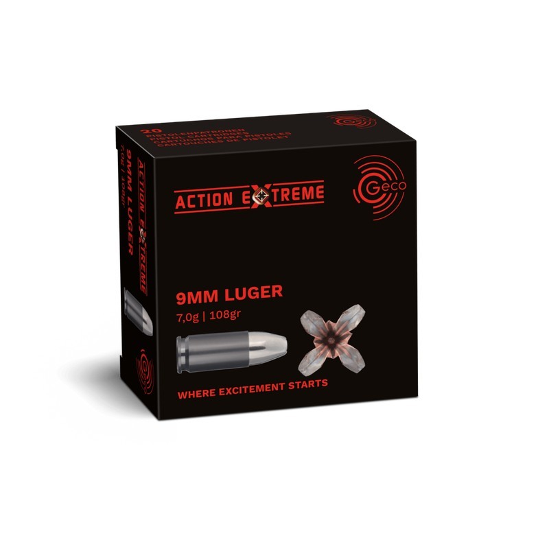 20 Munitions Geco Action Extreme .9 mm – 108 gr