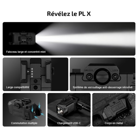 Lampe Olight PL X - 1200 Lumens à Double Faisceau