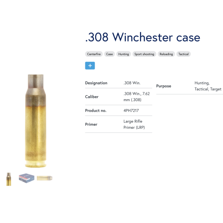 100 Douilles Lapua .308 Win