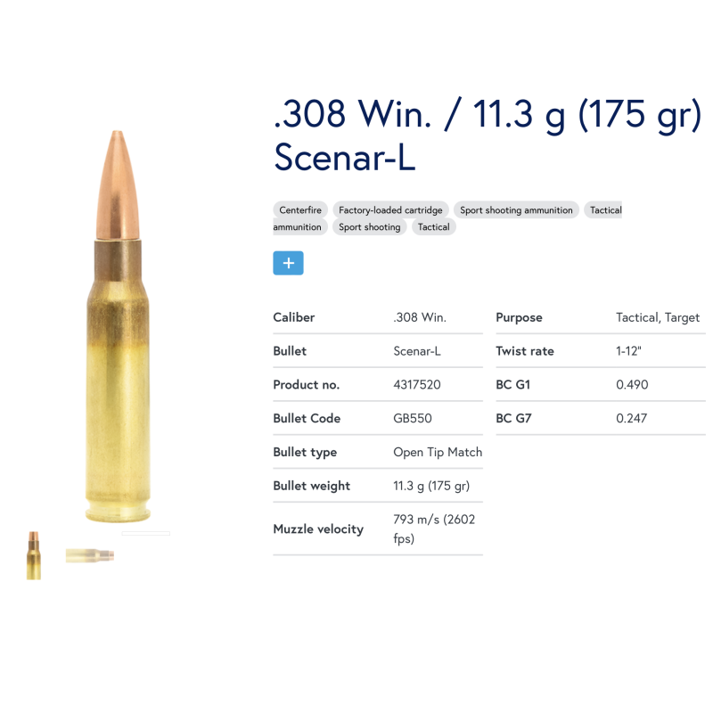 50 Munitions Lapua  .308 Win | Scenar L 175 gr 2
