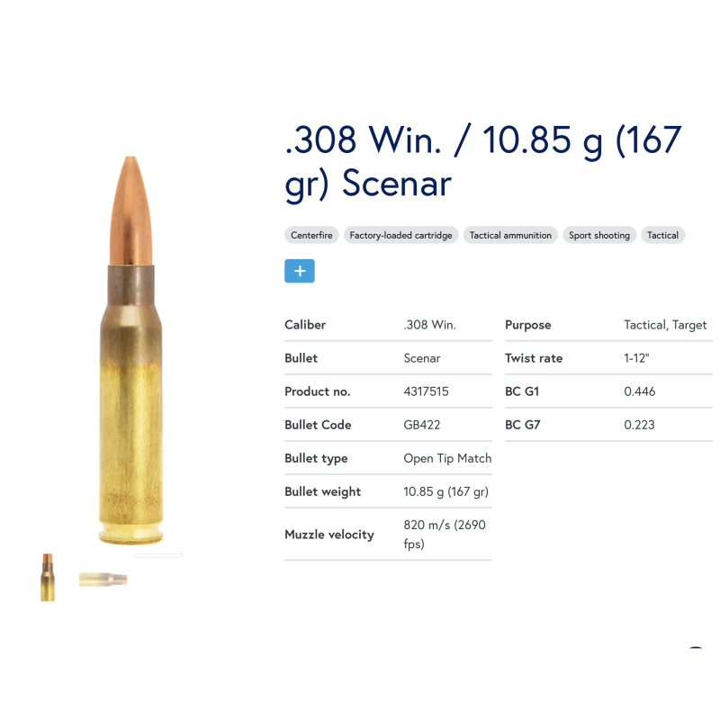 50 Munitions Lapua .308 Win | Scenar  167 gr 2
