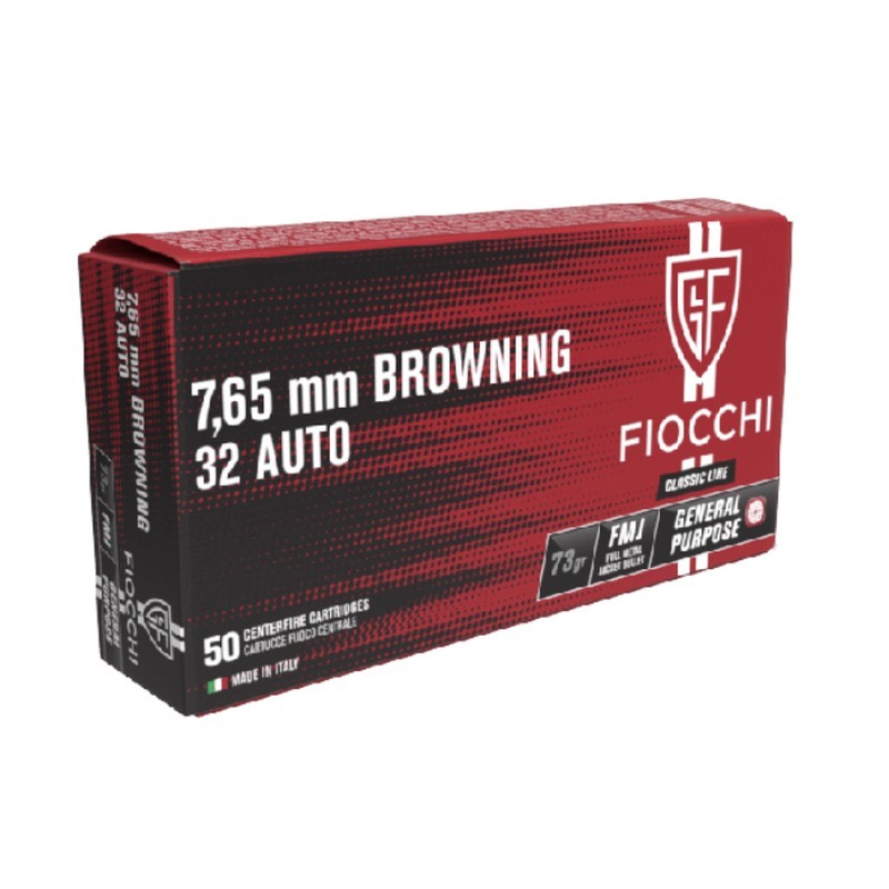 50 Munitions Fiocchi 7,65 Browning | FMJ 73 gr