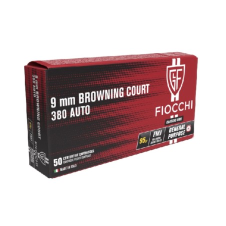 50 Munitions Fiocchi .9 mm Browning Court | FMJ 95 gr