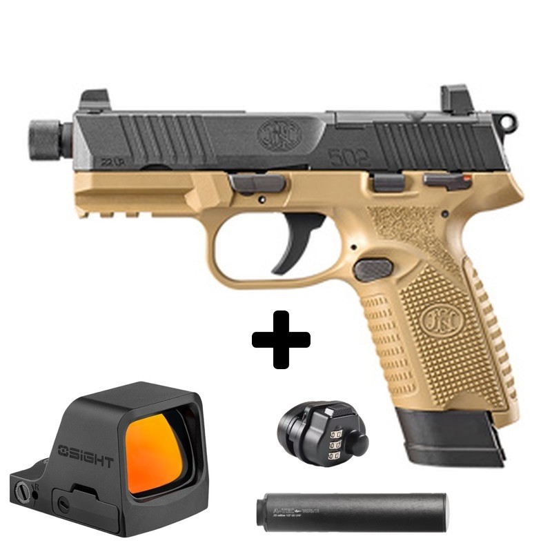 Pack Pistolet FN 502 Tactical FDE/BLK - .22 LR