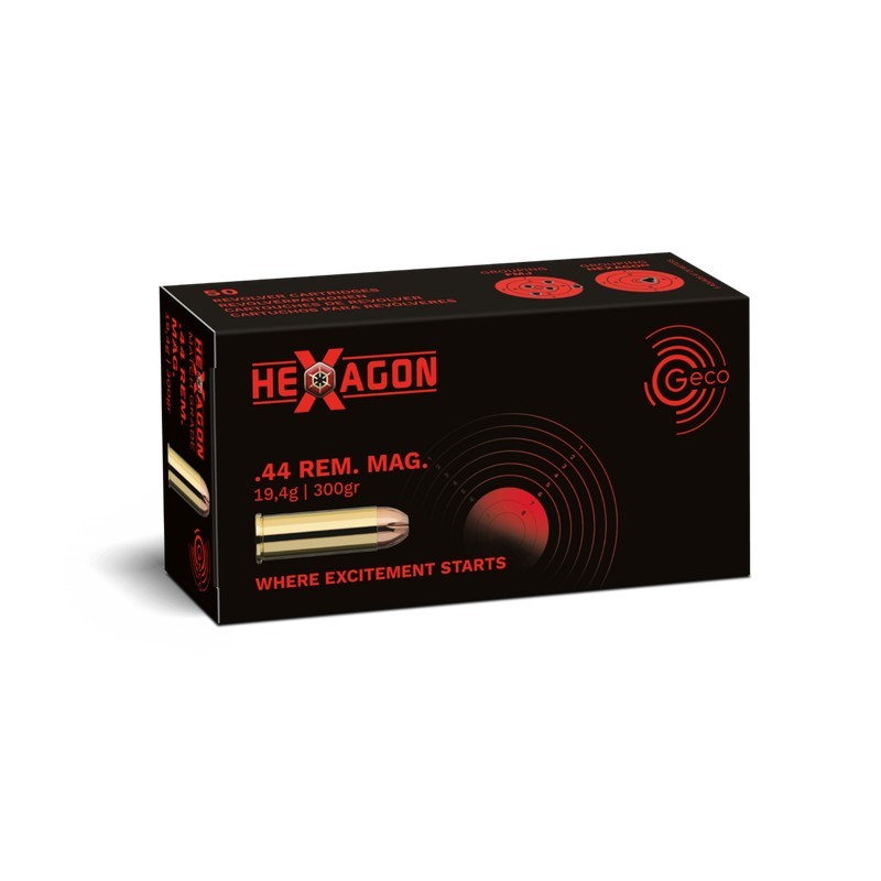 50 Munitions Geco Hexagon .44 Rem Mag | JHP 300 gr