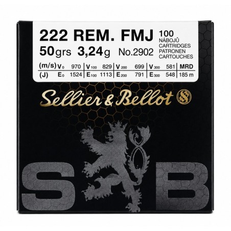 100 Munitions Sellier & Bellot .222 Rem. | FMJ 50 gr