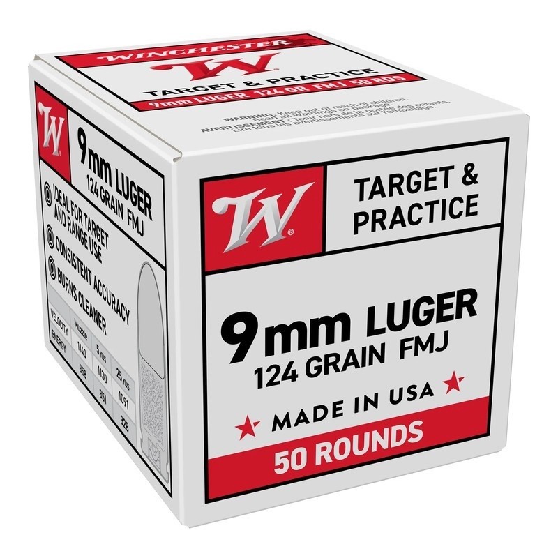 1000 Munitions Winchester - 9x19  – 124 gr FMJ