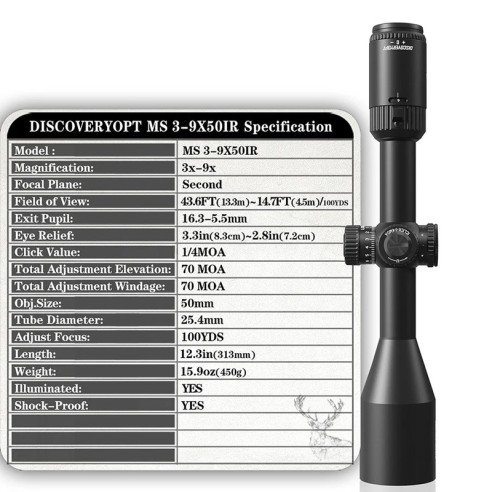 Lunette DiscoveryOpt MS 3-9X50 IR-SFP-MOA...