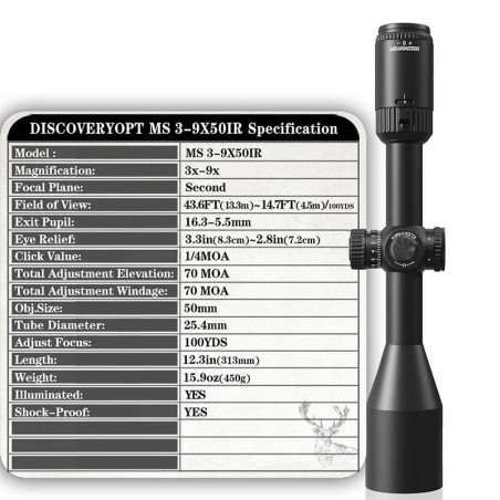 Lunette DiscoveryOpt MS 3-9X50 IR-SFP-MOA Diamètre : 25.4MM